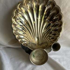 Antique Wm & S Blackinton Silverplate Shell Basket Tray #167 w Handle Label